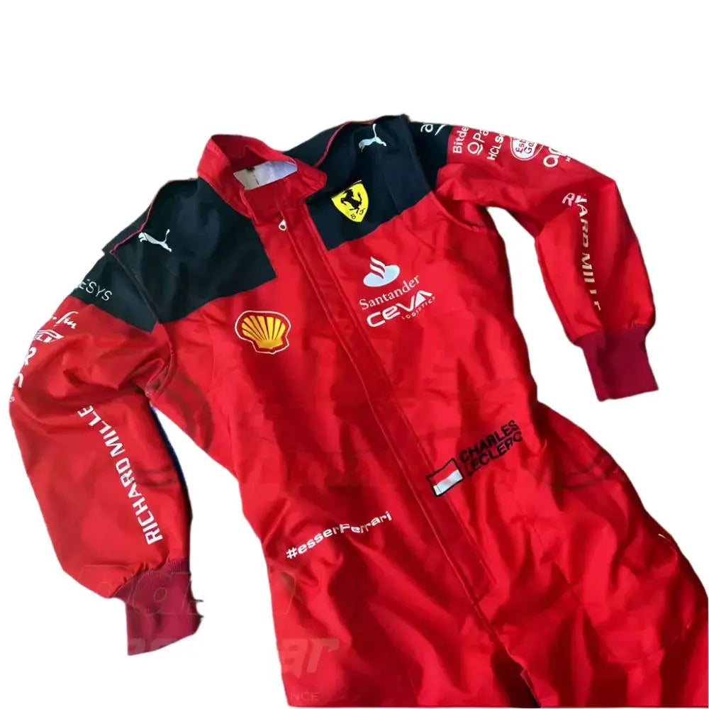 2023 Charles Leclerc Scuderia Ferrari F1 Embroidered Racing Suit - Official Team Gear
