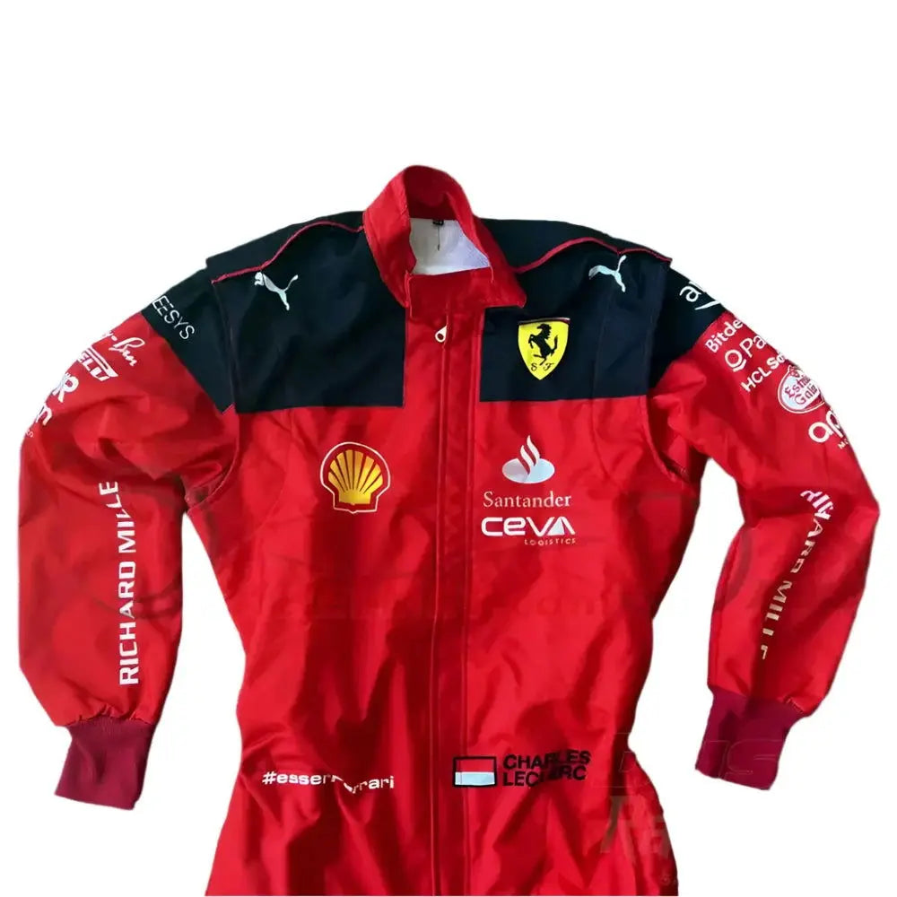 2023 Charles Leclerc Scuderia Ferrari F1 Embroidered Racing Suit - Official Team Gear