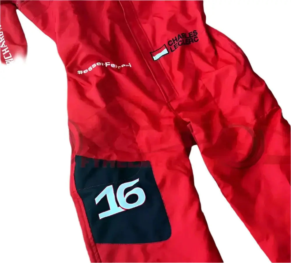 2023 Charles Leclerc Scuderia Ferrari F1 Embroidered Racing Suit - Official Team Gear