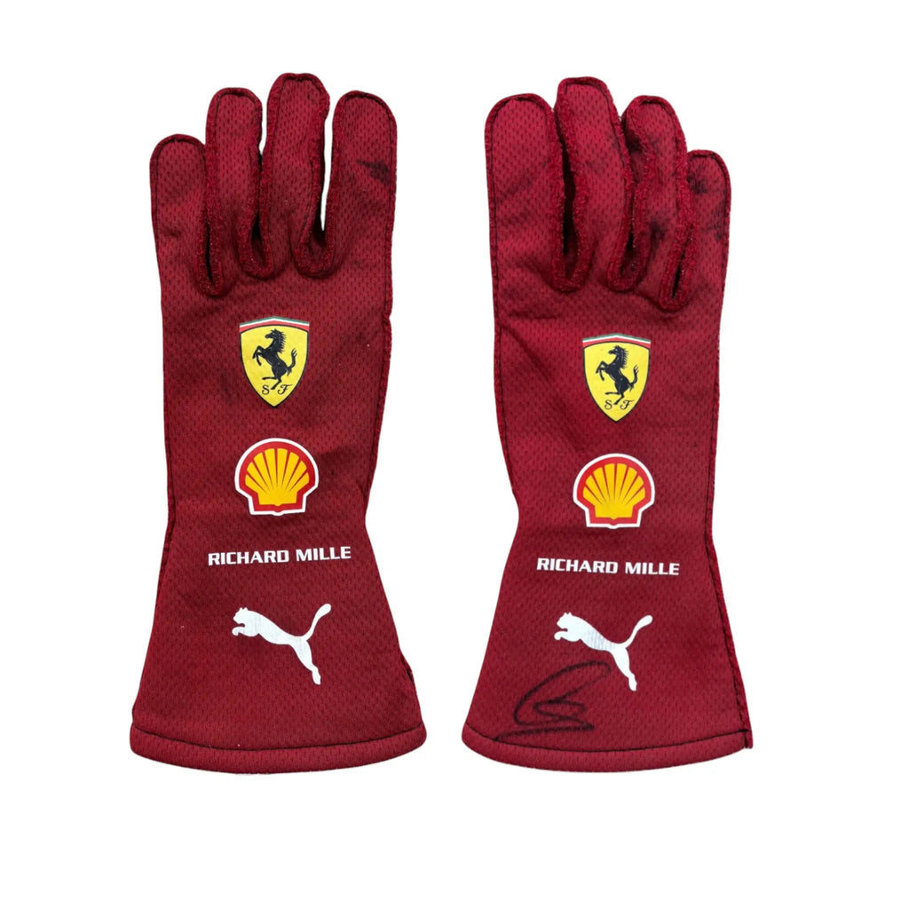 2025 Lewis Hamilton Used and Signed Ferrari Race Gloves