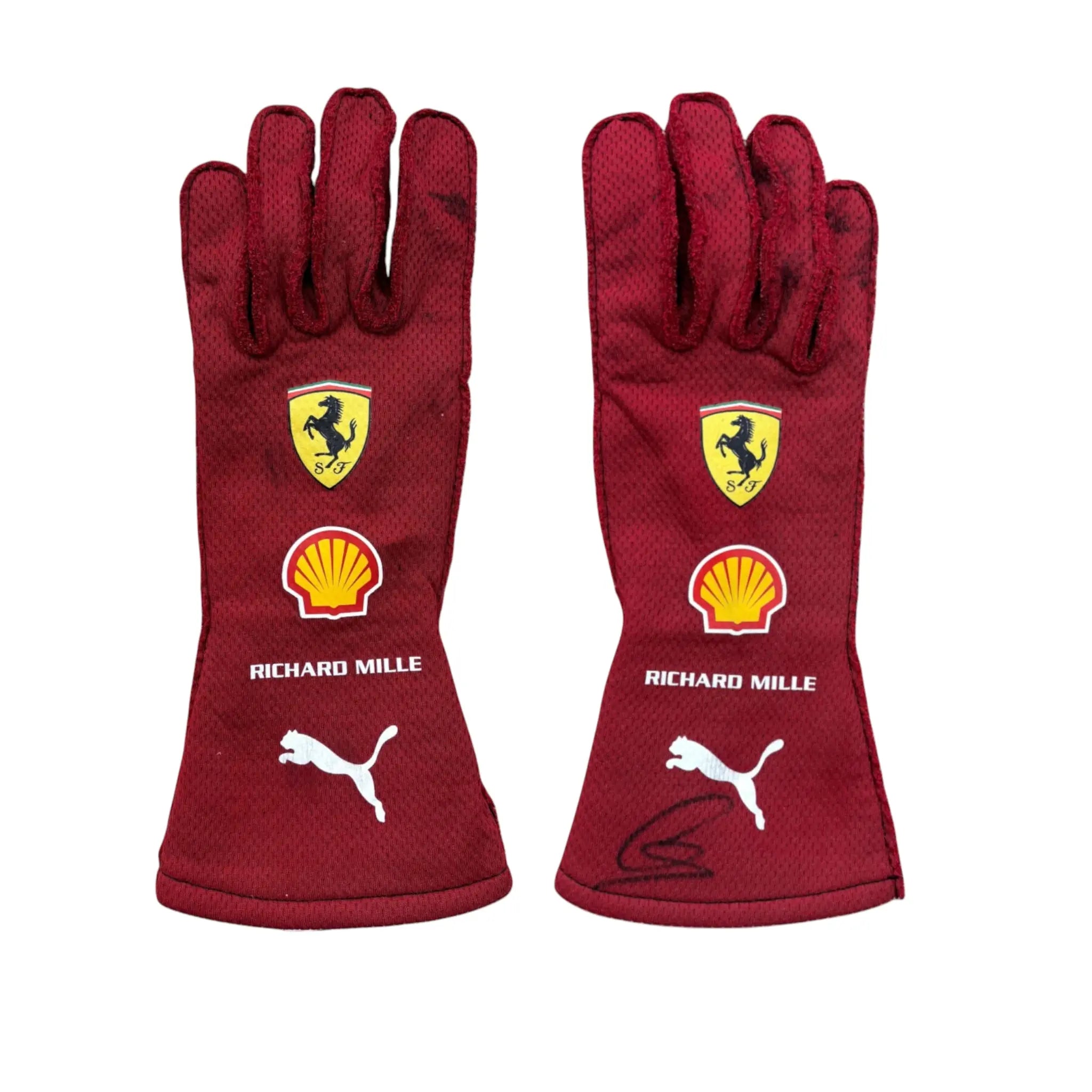 2025 Lewis Hamilton Used and Signed Ferrari Race Gloves