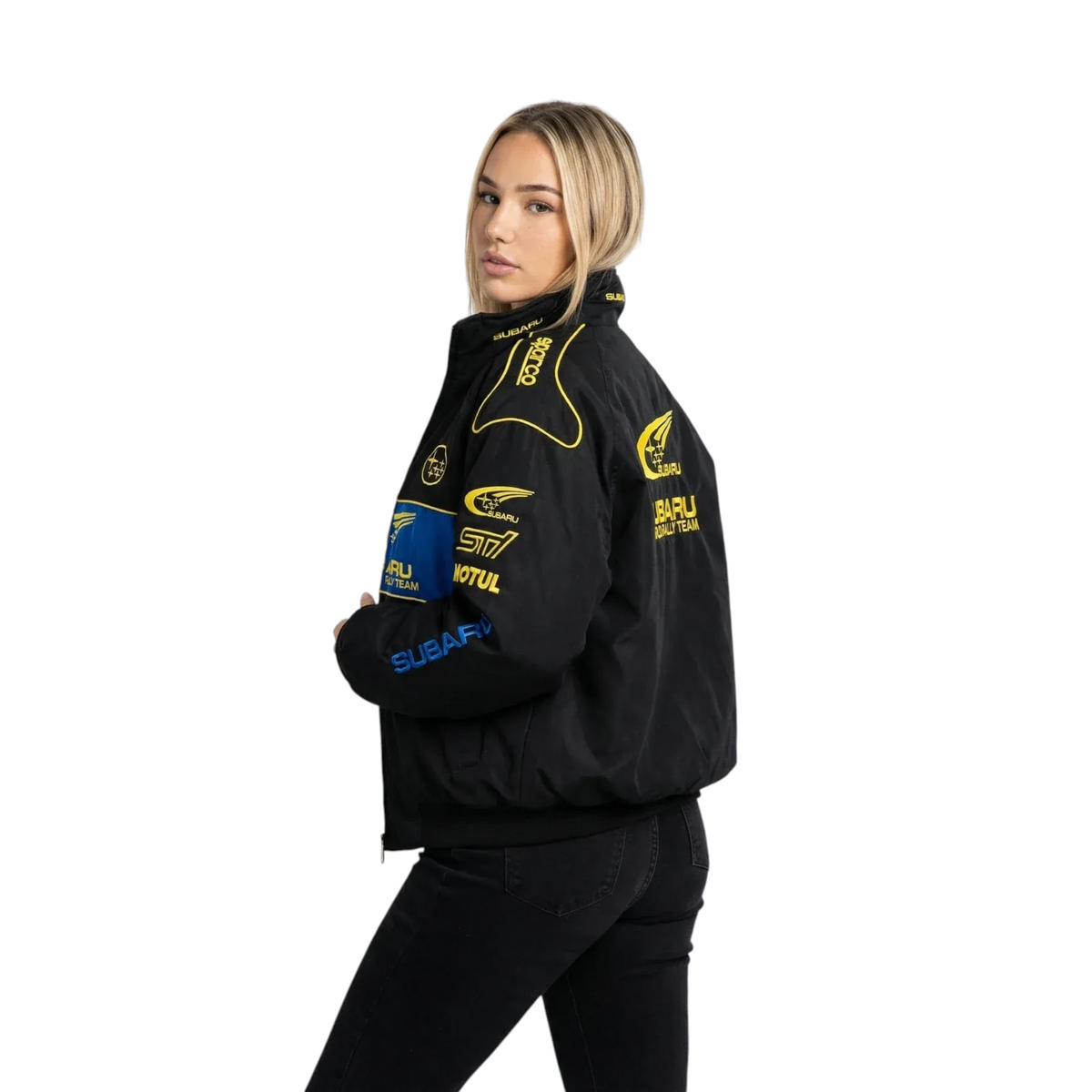 て*あ様 スバル SUBARU ブラック レーシングジャケット(M) Black Subaru Racing Jacket Rally Style | Motorsport Replica Jacket