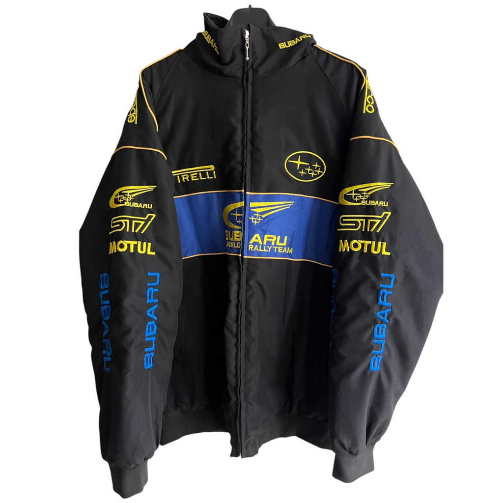 Black Subaru Racing Jacket – Rally Style Motorsport Jacket
