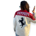 Ferrari White & Red Genuine Leather Jacket