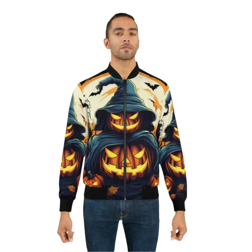 Halloween Jack O' Lantern Unisex Bomber Jacket - Festive Apparel