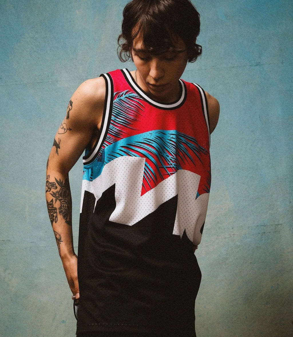 MIAMI GRAND PRIX MESH TANK - MITCHELL & NESS - BLACK/PINK