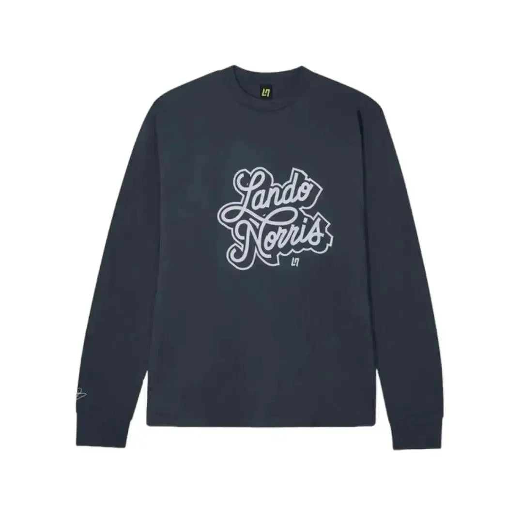 SCRIPT PETROL BLUE LONG SLEEVE TEE 