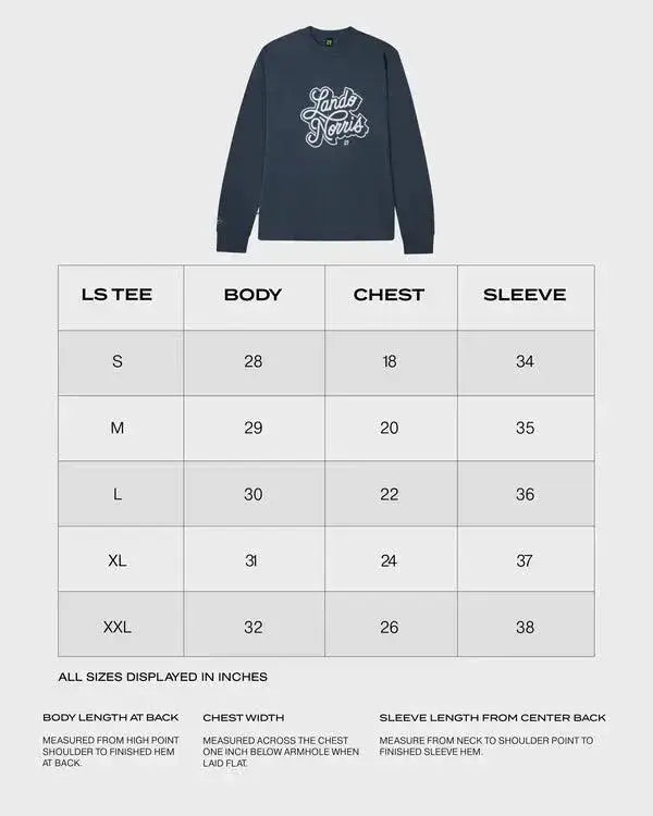 SCRIPT PETROL BLUE LONG SLEEVE TEE
